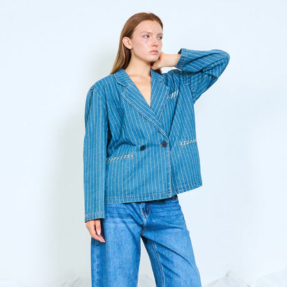Pinstripe denim blazer wholesale
