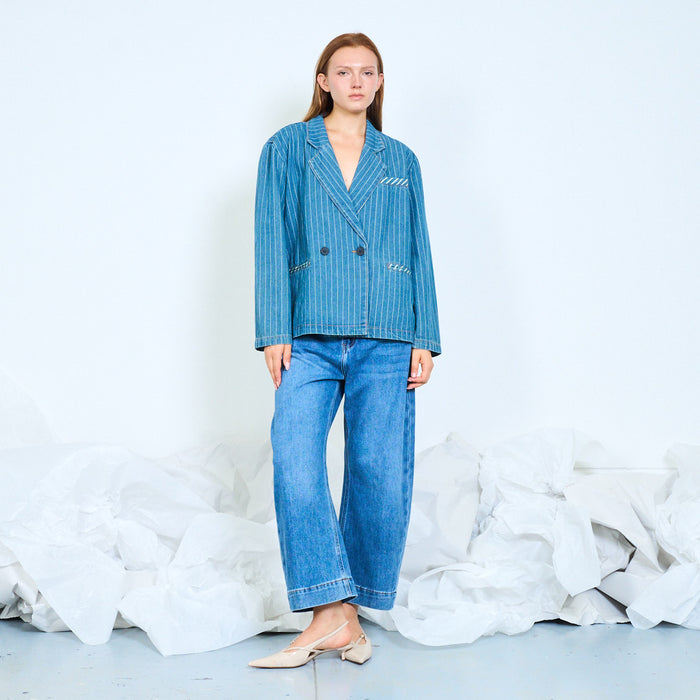 Pinstripe denim blazer wholesale
