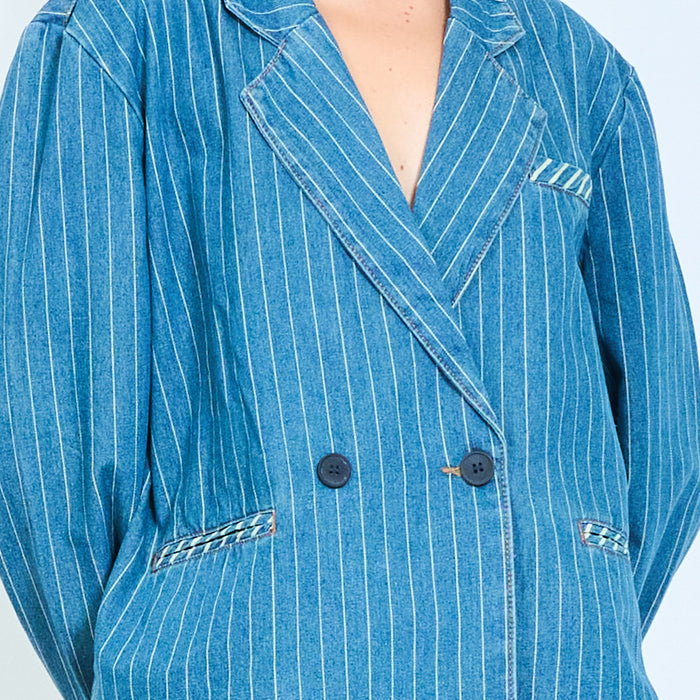 Pinstripe denim blazer wholesale