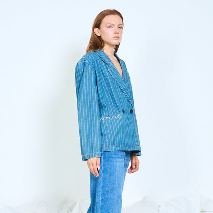 Pinstripe denim blazer wholesale
