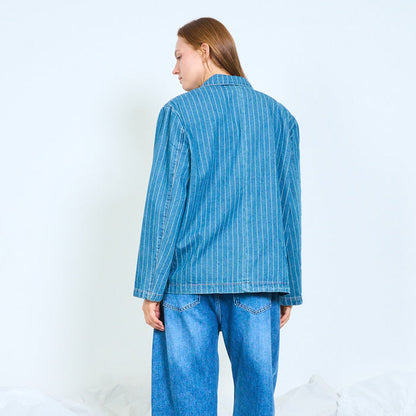 Pinstripe denim blazer wholesale