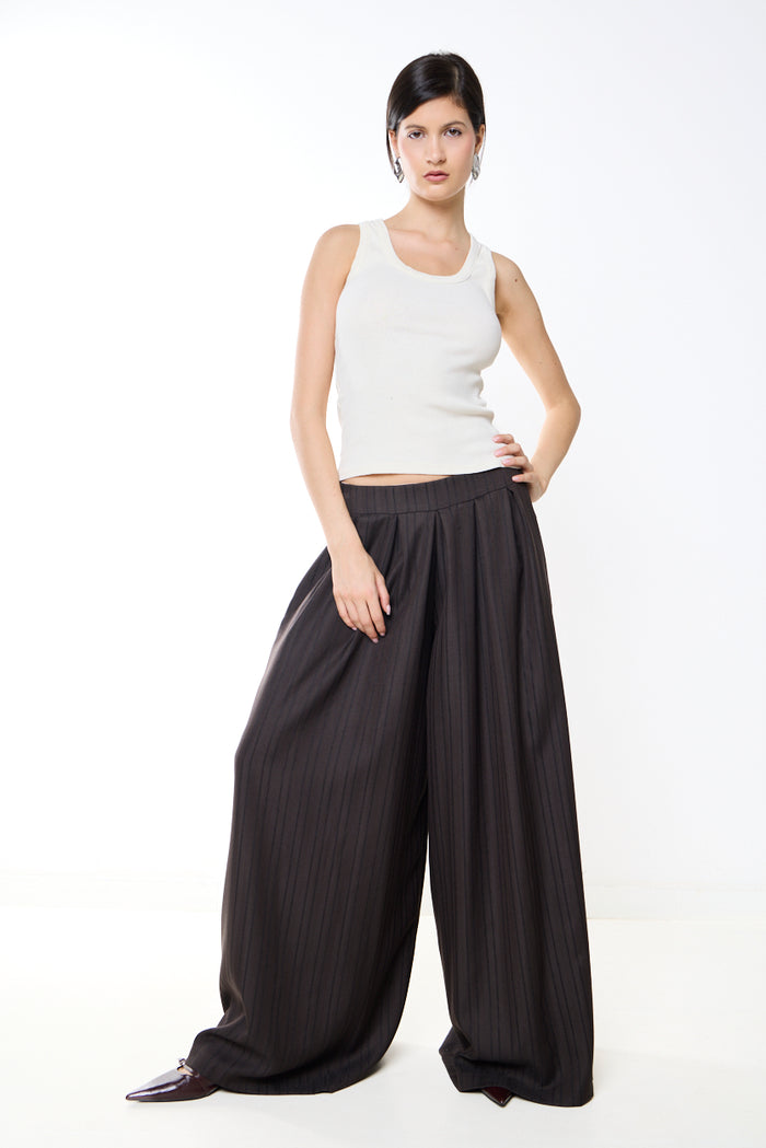 Pinstripe flowy palazzo trousers wholesale