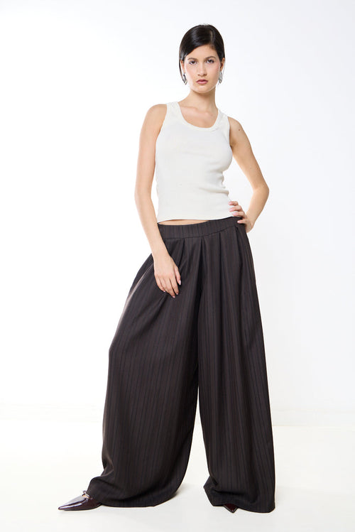 Pinstripe flowy palazzo trousers wholesale