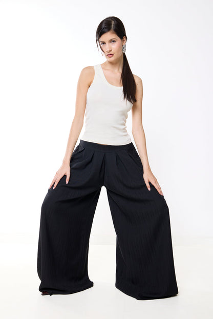 Pinstripe flowy palazzo trousers wholesale