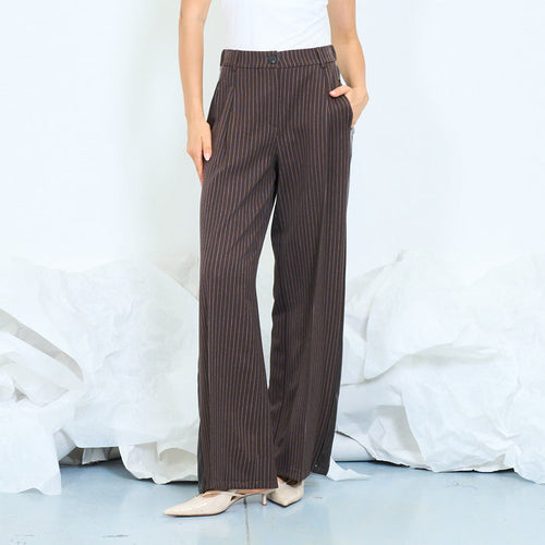 Pinstripe trousers with contrast side panels wholesale