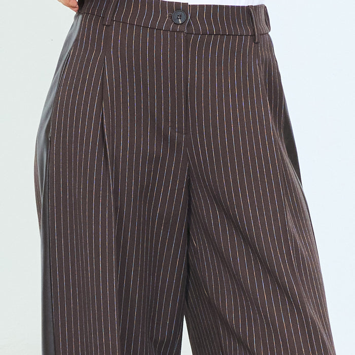 Pinstripe trousers with contrast side panels wholesale