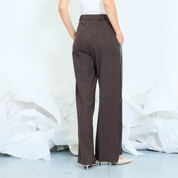 Pinstripe trousers with contrast side panels wholesale