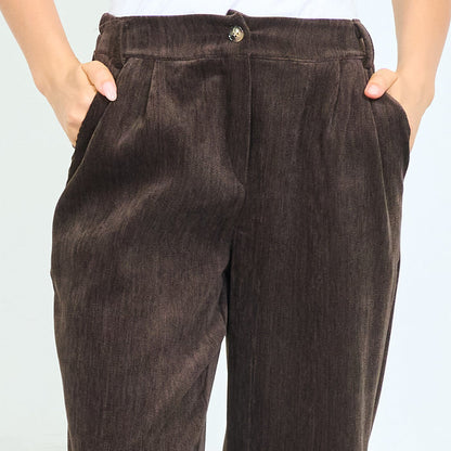 Pleated wide-leg velvet trousers wholesale