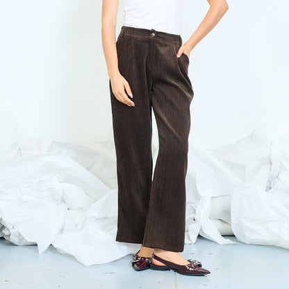 Pleated wide-leg velvet trousers wholesale