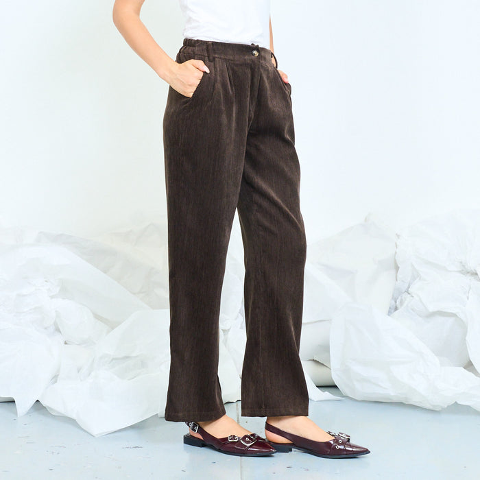 Pleated wide-leg velvet trousers wholesale