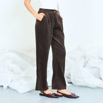 Pleated wide-leg velvet trousers wholesale