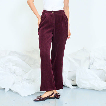 Pleated wide-leg velvet trousers wholesale