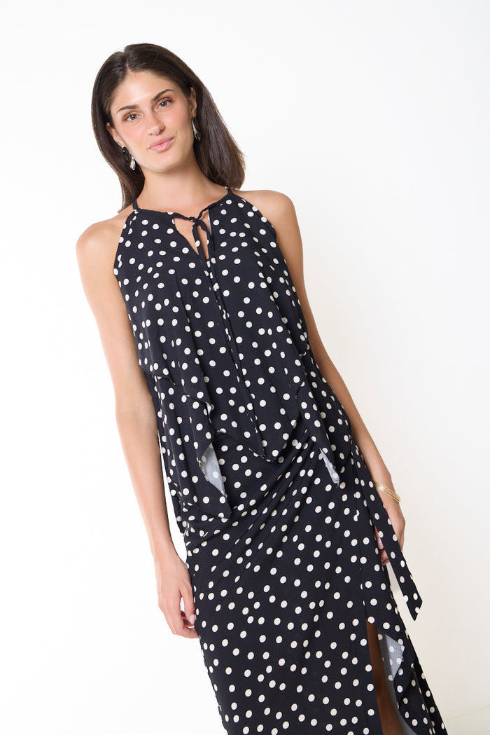 Polka dot layered halter top wholesale