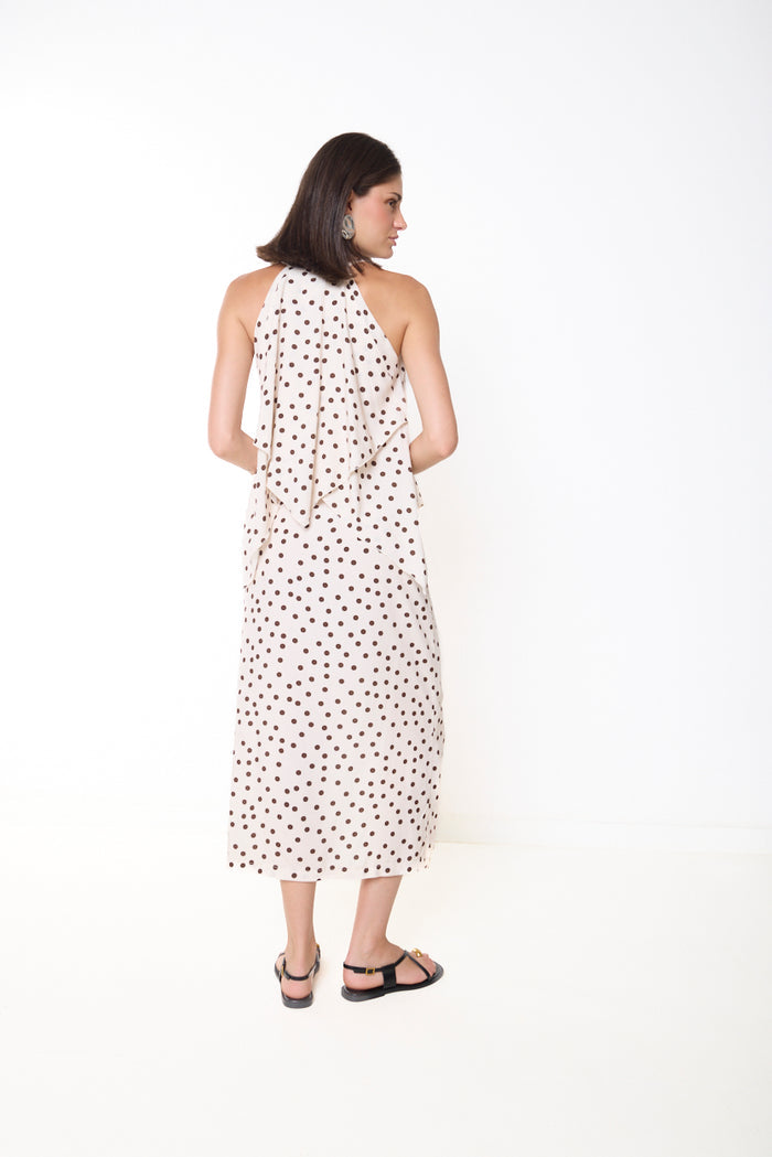 Polka dot side slit midi skirt wholesale