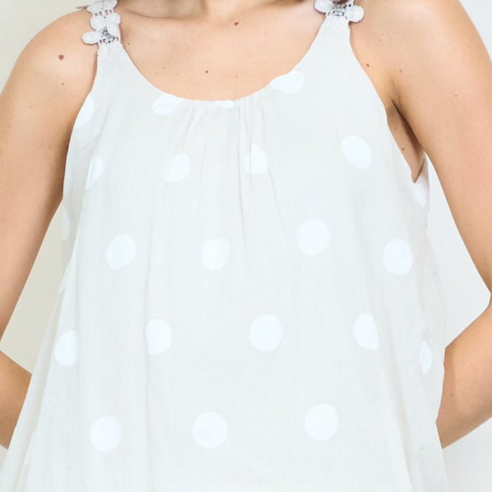 Polka dot sleeveless floral strap top wholesale