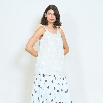 Polka dot sleeveless floral strap top wholesale