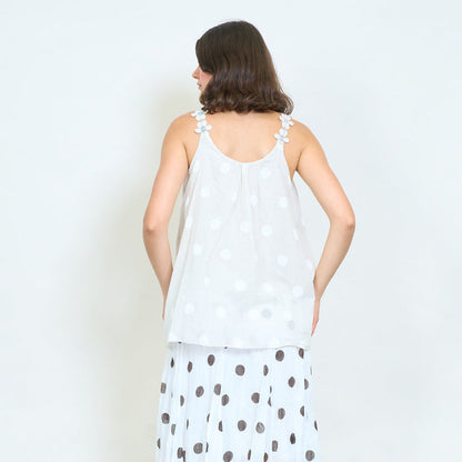 Polka dot sleeveless floral strap top wholesale