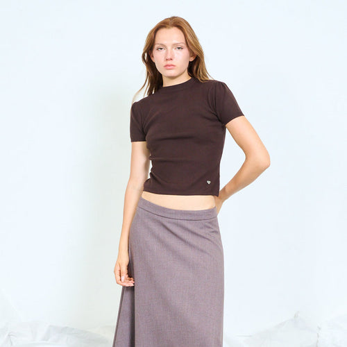 Puff sleeve ribbed knit top wholesale