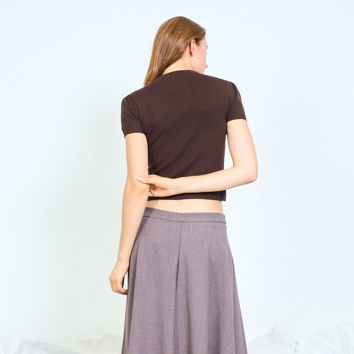 Puff sleeve ribbed knit top wholesale