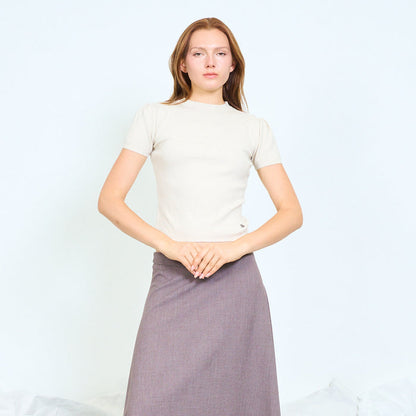 Puff sleeve ribbed knit top wholesale