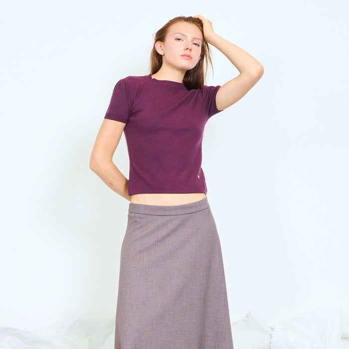 Puff sleeve ribbed knit top wholesale