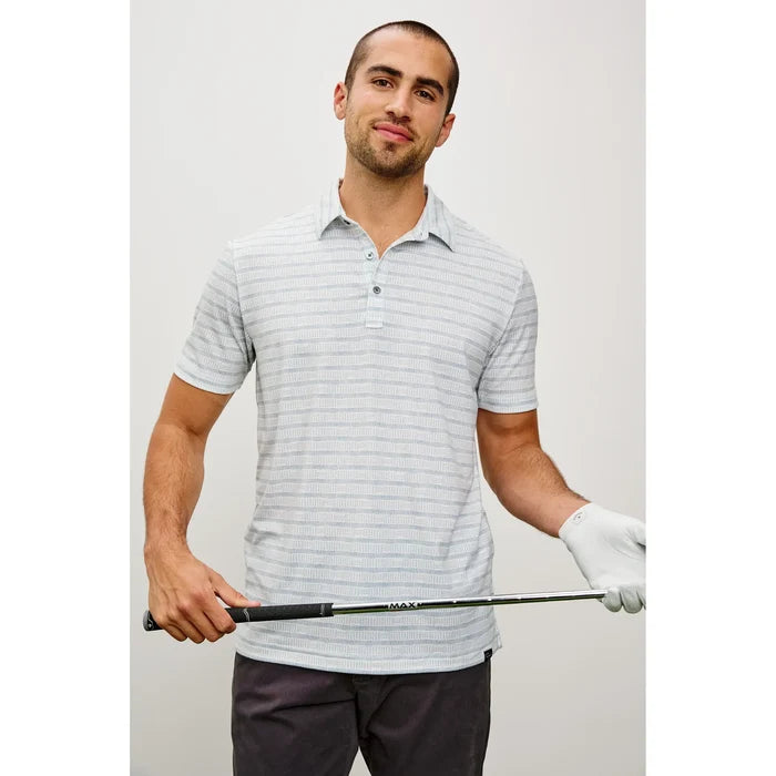 Rails Merced Golf Polo in Sashiko Border White