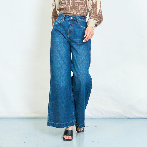 Raw hem wide leg jeans wholesale