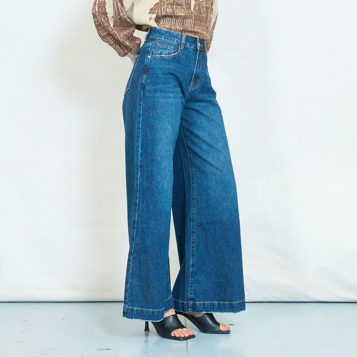 Raw hem wide leg jeans wholesale