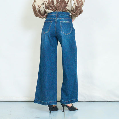 Raw hem wide leg jeans wholesale