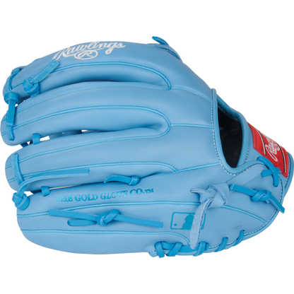 The Rawlings R9 11.75" Baseball Glove (R9315-6CB) features a light blue design with red and white Rawlings logos and "The Gold Glove Co." embossed on the side, shown against a plain white background.