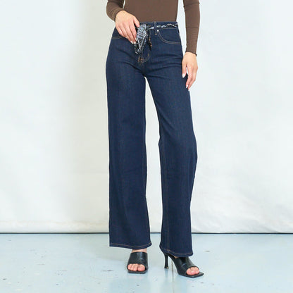 Scarf belt straight leg jeans wholesale