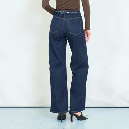 Scarf belt straight leg jeans wholesale