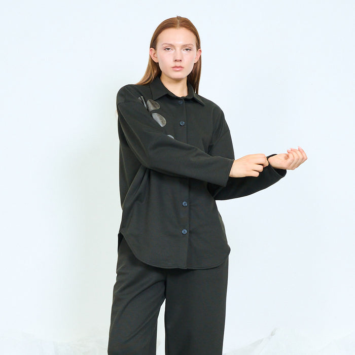 Sculptural floral appliqué blazer with rounded hem wholesale