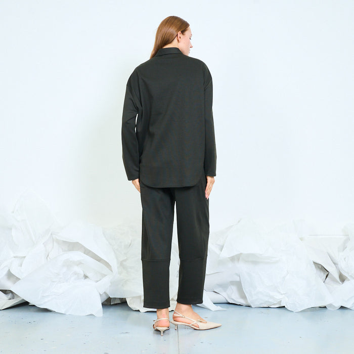 Sculptural floral appliqué blazer with rounded hem wholesale