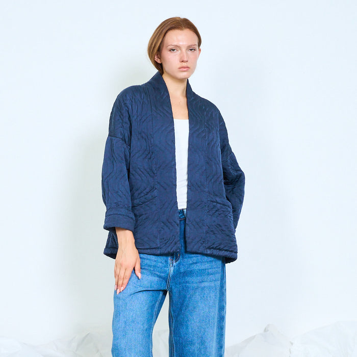 Sculptural quilted jacket with contrast corduroy cuffs wholesale