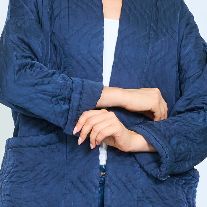 Sculptural quilted jacket with contrast corduroy cuffs wholesale