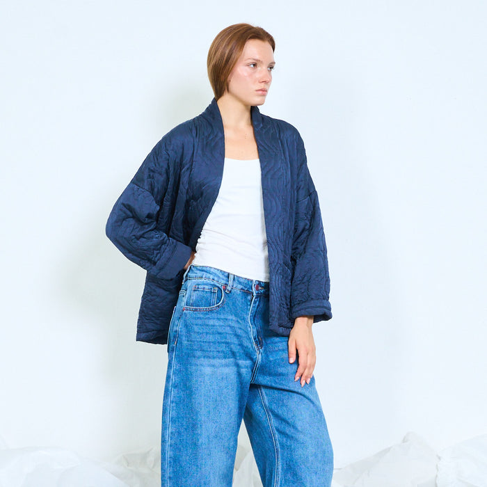 Sculptural quilted jacket with contrast corduroy cuffs wholesale