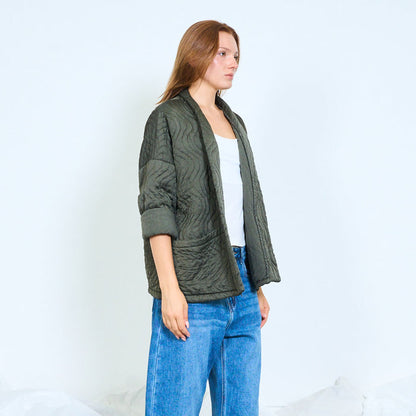Sculptural quilted jacket with contrast corduroy cuffs wholesale
