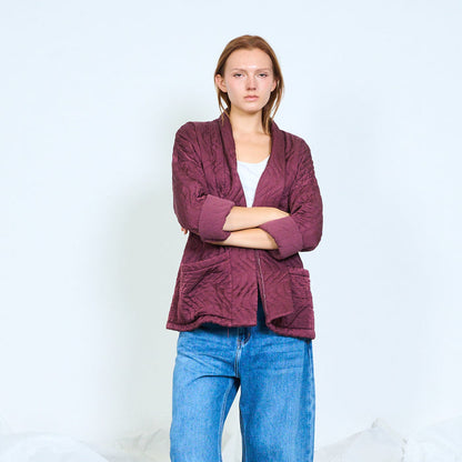 Sculptural quilted jacket with contrast corduroy cuffs wholesale