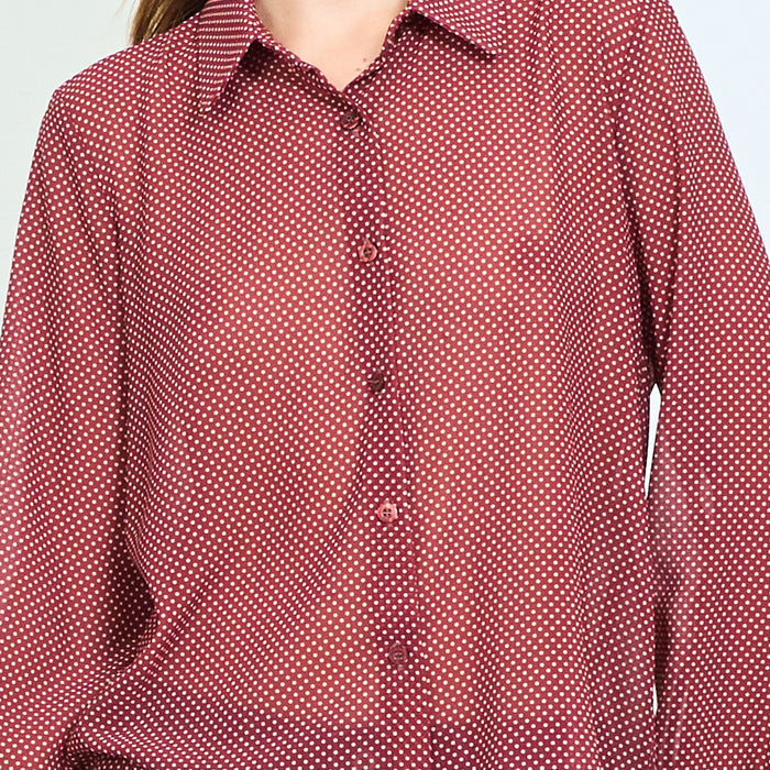 Sheer polka dot button-front blouse wholesale