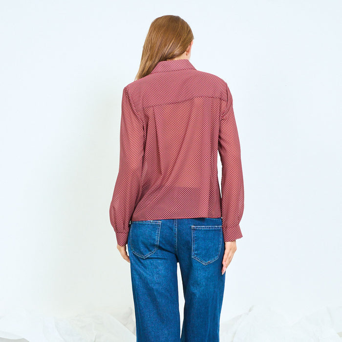 Sheer polka dot button-front blouse wholesale