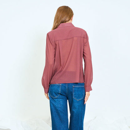 Sheer polka dot button-front blouse wholesale