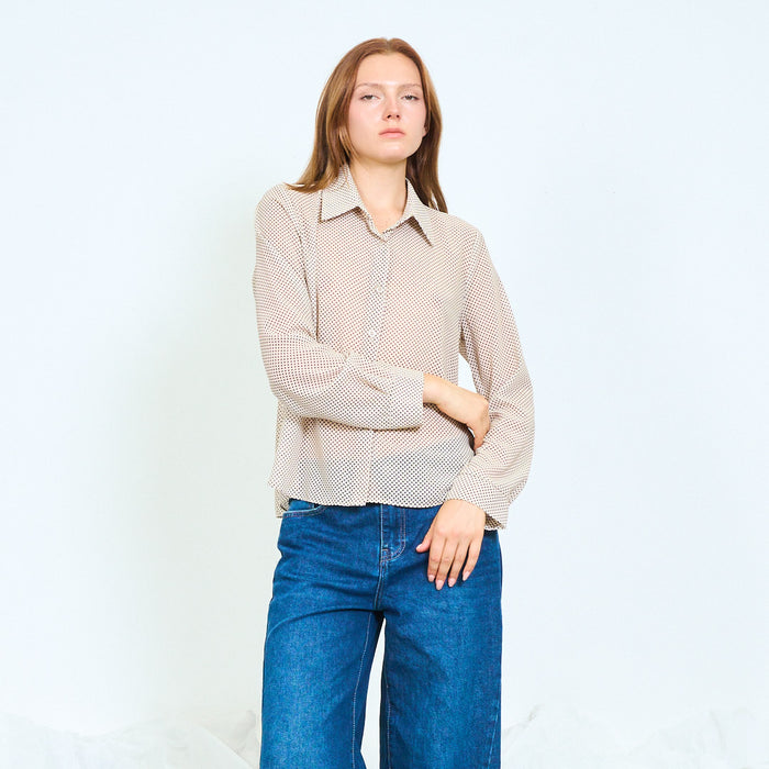 Sheer polka dot button-front blouse wholesale