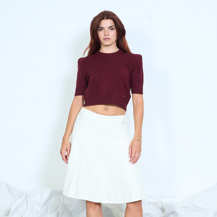 Short sleeve shoulder pad knit sweater wholesale