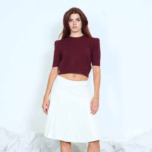 Short sleeve shoulder pad knit sweater wholesale