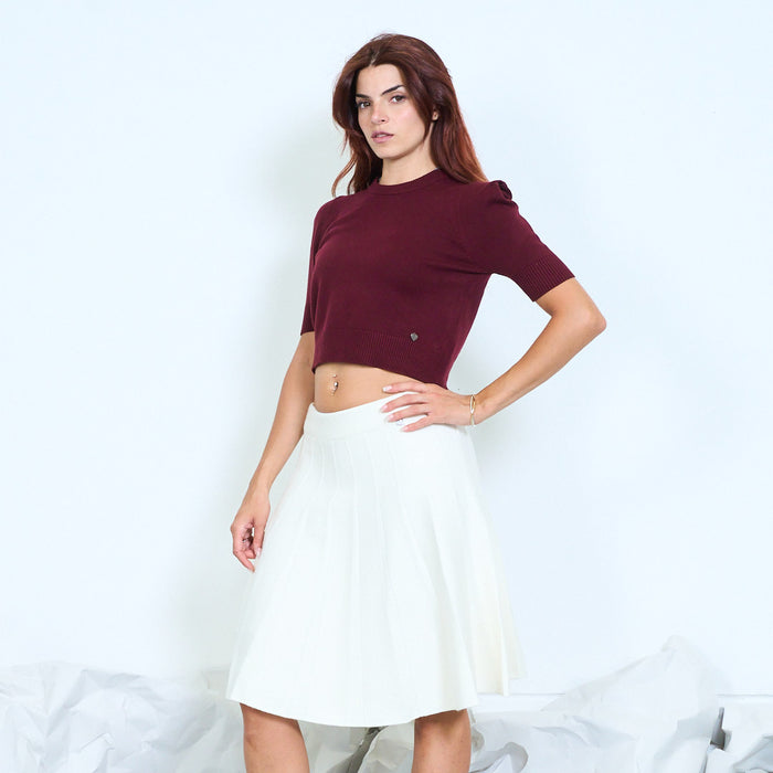 Short sleeve shoulder pad knit sweater wholesale