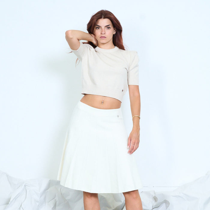 Short sleeve shoulder pad knit sweater wholesale
