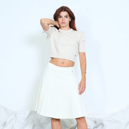 Short sleeve shoulder pad knit sweater wholesale