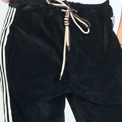Side-stripe linen-blend trousers with drawstring waist wholesale