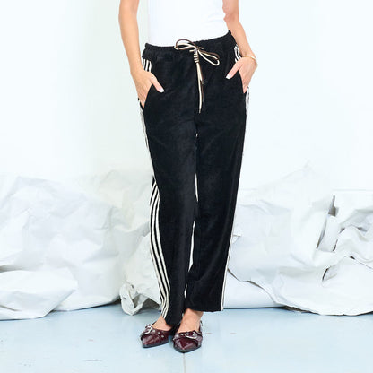 Side-stripe linen-blend trousers with drawstring waist wholesale